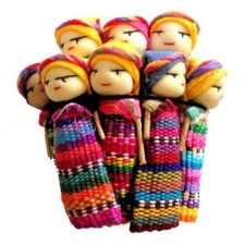 12 Fairtrade Guatemalan Worry Dolls in a Bag Mayan Tribal Shaman