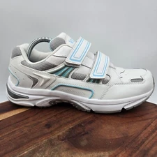 Vionic Tabi Shoes Women's 8.5 White Gray Leather Double Strap Walking Sneakers