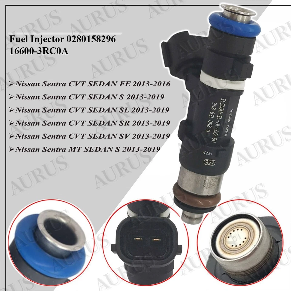 4 inyectores de combustible OEM BOSCH para Nissan Sentra 2013-2016 sedán CVT 1,8 L 0280158296 Foto 2 de 4