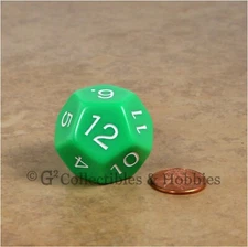 NEW 28mm Jumbo Green D12 Die D&D RPG Dice Game Twelve Sided Koplow