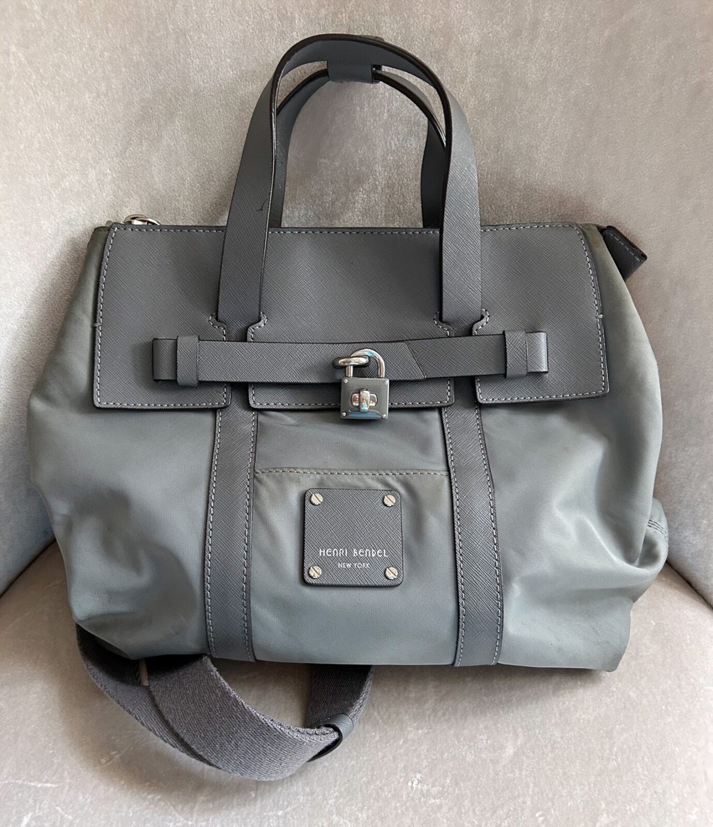 Henri Bendel Jetsetter Gray Nylon & Leather Convertible Backpack