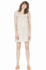 Leo & Sage Voile Stripe Printed Tank Mini Dress Crochet Lace Summer XS 172349