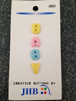 JHB INTERNATIONAL 3D BUTTONS BABY LETTERS WORD BABY MULTI-COLOR WORD BABY BUTTON