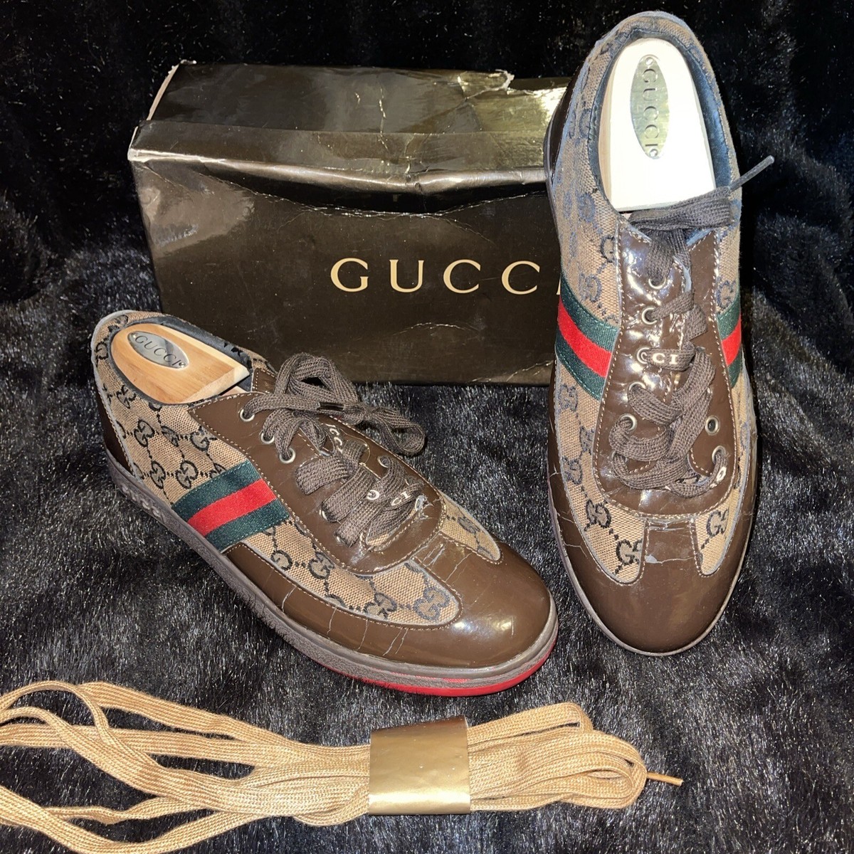 Gucci Sneakers GG Supreme Canvas w/ Gold Logo Size 8-41  display picture 1
