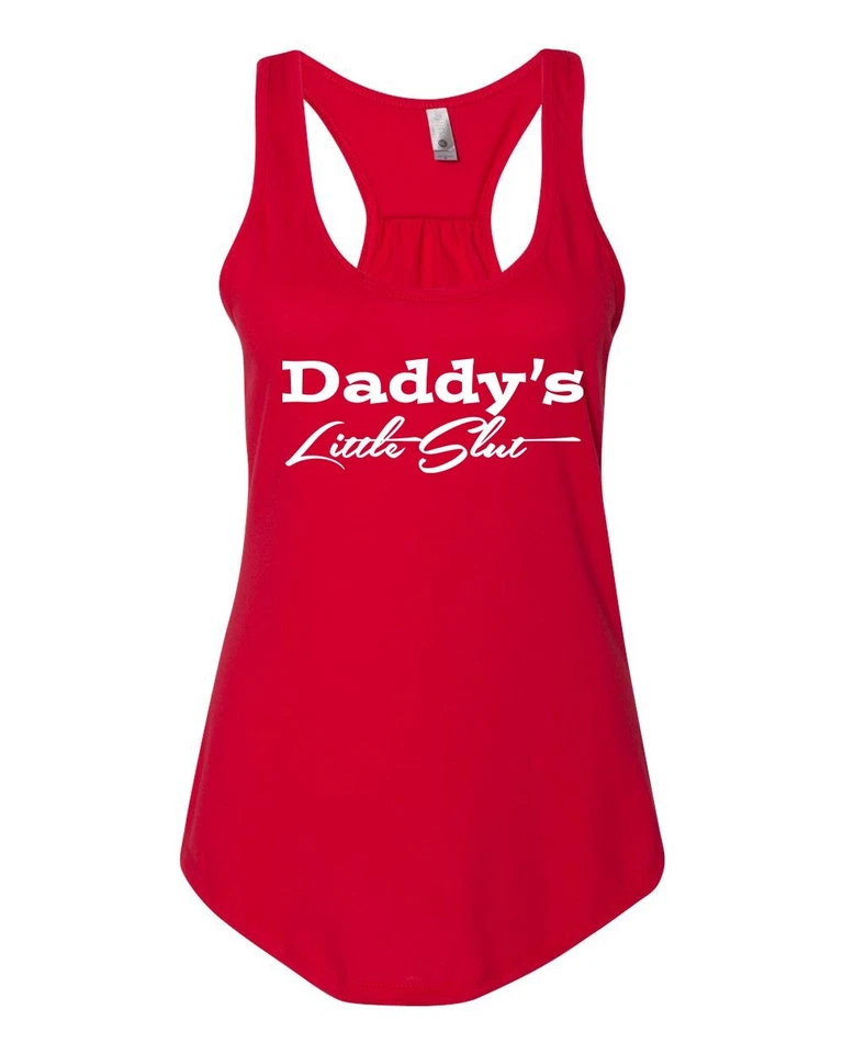 Camiseta sin mangas Daddy's Little Slut Next Level 6338 Gathered Racer Back para damas 1229 Foto 2 de 4