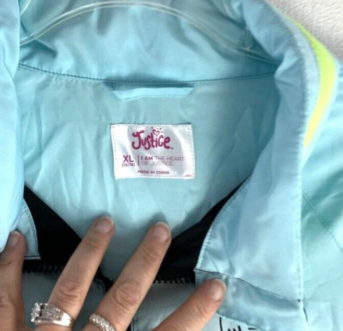 Chaqueta cortavientos Justice resistente al agua con logotipo COLORBLOCK talla XLGirls Foto 4 de 4