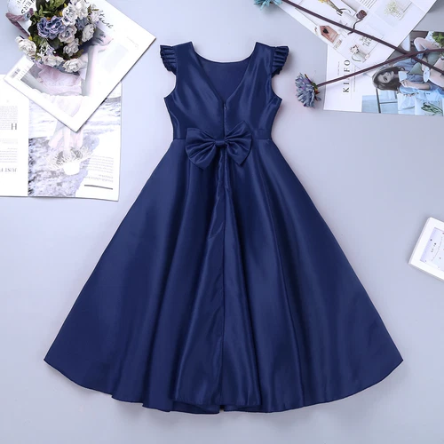 Flower Girl Princess Dress V-back Pageant Wedding Birthday Party Prom Kids Dress - Picture 61 of 97