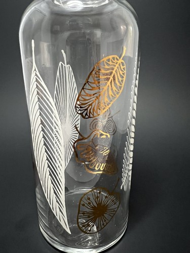 MCM Cresca Pascall Sweets Candy Jar / Apothecary w/ Lid Gold White Leaf Feather - Picture 4 of 6