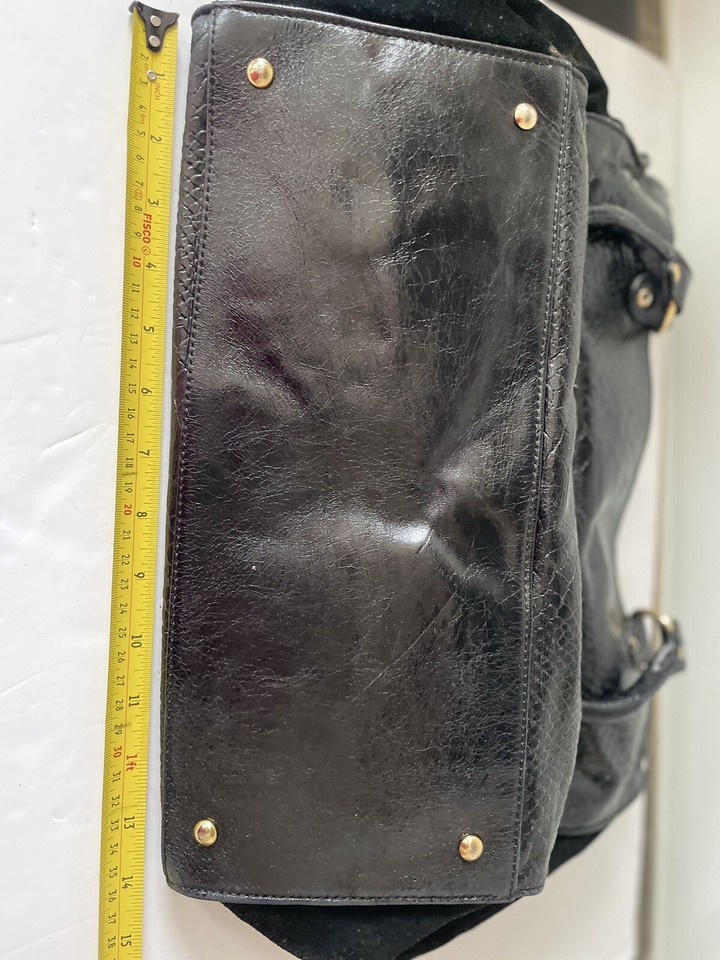 Hobbs Black Leather & Suede Top Handled Tote Bag eBay