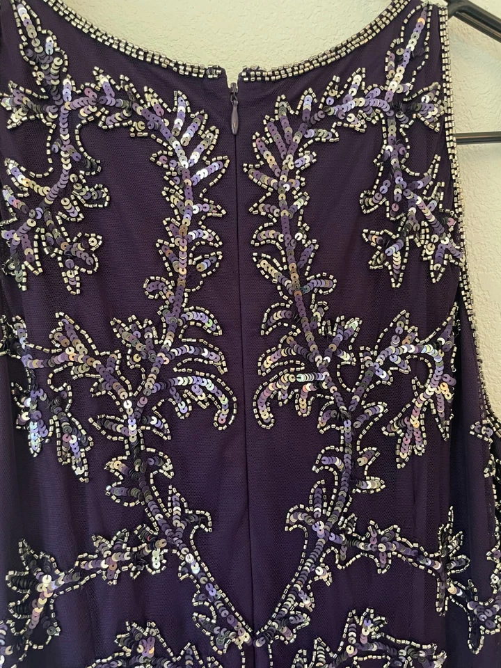 Women's Adrianna Papell Sequin Mesh Dress Purple Size 12 - Image 4 of 4