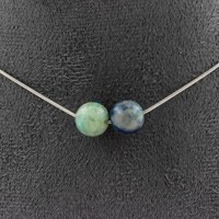 Steine Und MinéRaux. Halskette 2 Perlen Chrysocolla Aus Namibia QualitäT 7A