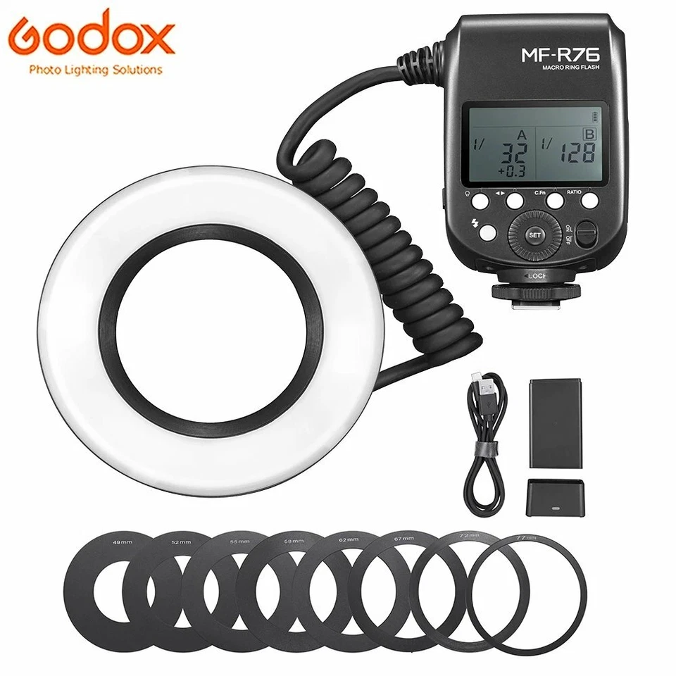 US Godox MF-R76 Macro LED Ring Light Speedlite Flash Light for Sony Canon Nikon - Image 2 of 4