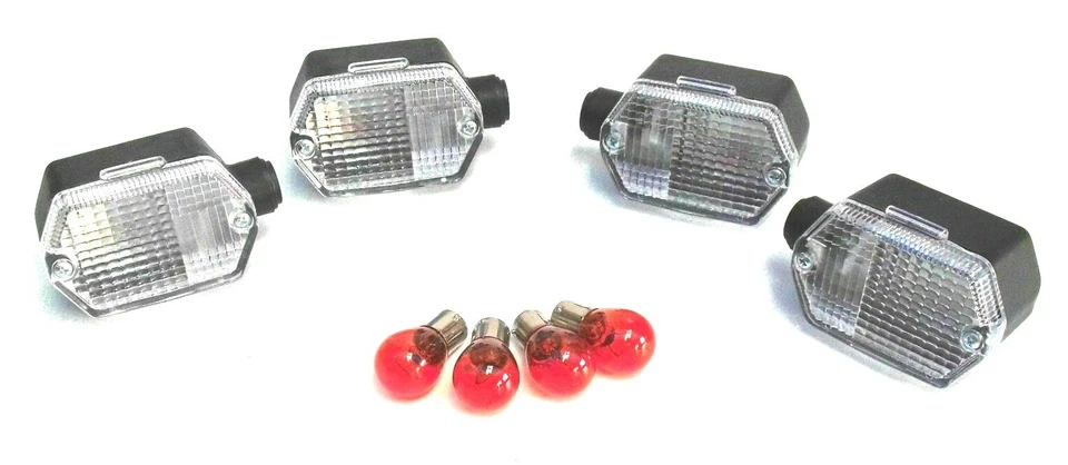 Satz Blinker m. Birnen 12V 6-eckig Weiß Simson SR50 S51 MZ ETZ 250 E-Prufzeichen