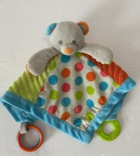 Mary Meyer Baby Teddy Bear Lovey Teether Gray Teal Orange Lime Green Polka Dots