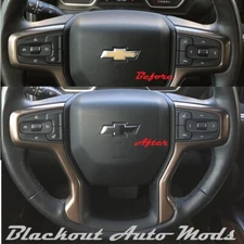 Gloss Black Steering Wheel Bowtie Overlay Chevy Silverado 2014-2025 Precut Decal