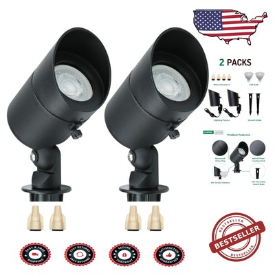 Durable Cast Aluminum Landscape Spotlights - Waterproof Warm White LED, 2-Pack