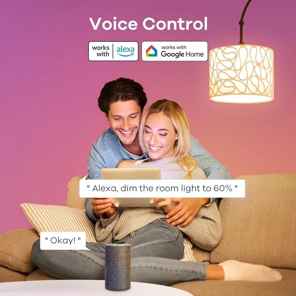 2 Pack A21 LED RGB Smart Light Bulb 15W 900LM Bluetooth E26 Base APP Control - Image 4 of 4