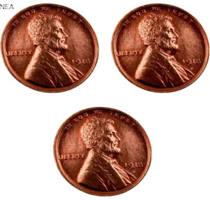 1918+1918-D+1918-S Lincoln Wheat Penny Cent Lot ~ Gem BU (red) ~~ 3 Coin Set