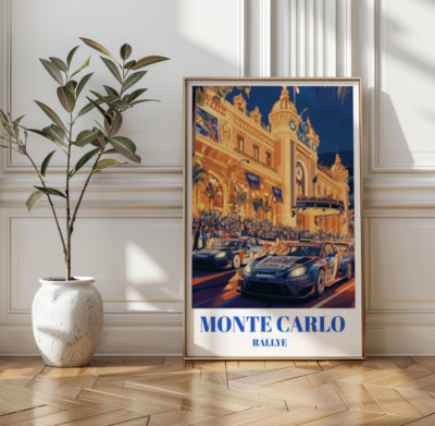 Monte-Carlo Rallye Travel Poster Print, Monaco Racing Art, Motorsport Decor