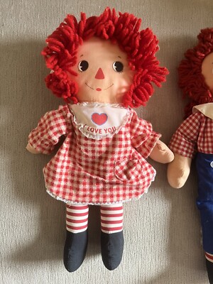 Vtg Rare Raggedy Ann Doll Knickerbocker Red Checkered Dress and