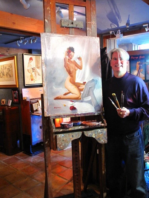 18X22 Canvas VALENTINE GIRL pinup GIL ELVGREN pin-up SHEER LINGERIE STOCKINGS - Image 3 of 3