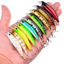 Laser Slow Mixed Minnow Fishing Lure Set Kit Wobbler Crankbait Isca Artificial H