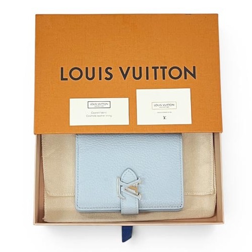 Louis Vuitton Vertical Wallet Taurillon Leather Blue Lampe M83572 635278