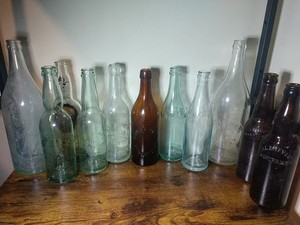 Lot Of 11 Antique Blob / Crown Top Beer Bottles