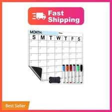 Dry Erase Magnetic Calendar for Refrigerator - Monthly Planner Magnet Whitebo...