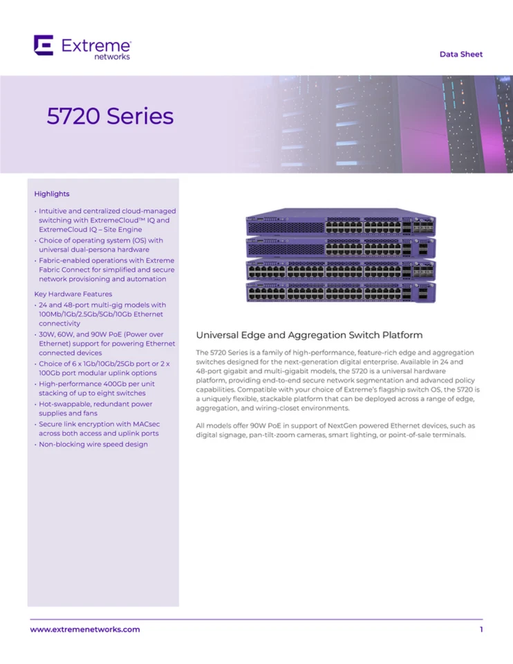 Extreme Networks Model 5720-48MW -New in Box - Image 2 of 4