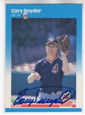 1987 FLEER CORY SNYDER IN PERSON AUTO AUTOGRAPH CARD