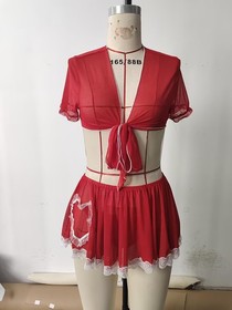 Sexy Women Lingerie Maid Cosplay Costume Bra Skirt Set Miss Nurse Nightwear Gift