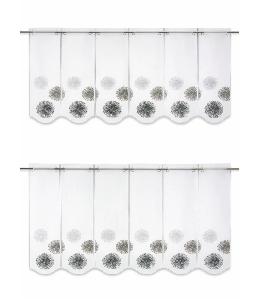 Nach Maß Scheibengardine Rawlins stein grau Höhe45/60cm Bistro Store Kurzgardine - Bild 1 von 4