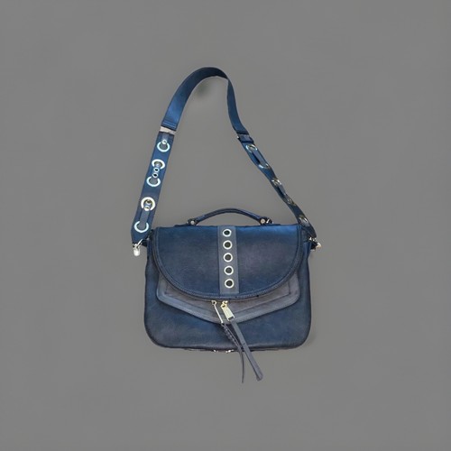 Grand sac à main Steve Madden gris clouté doré fermeture éclair plusieurs poches - Photo 2/9