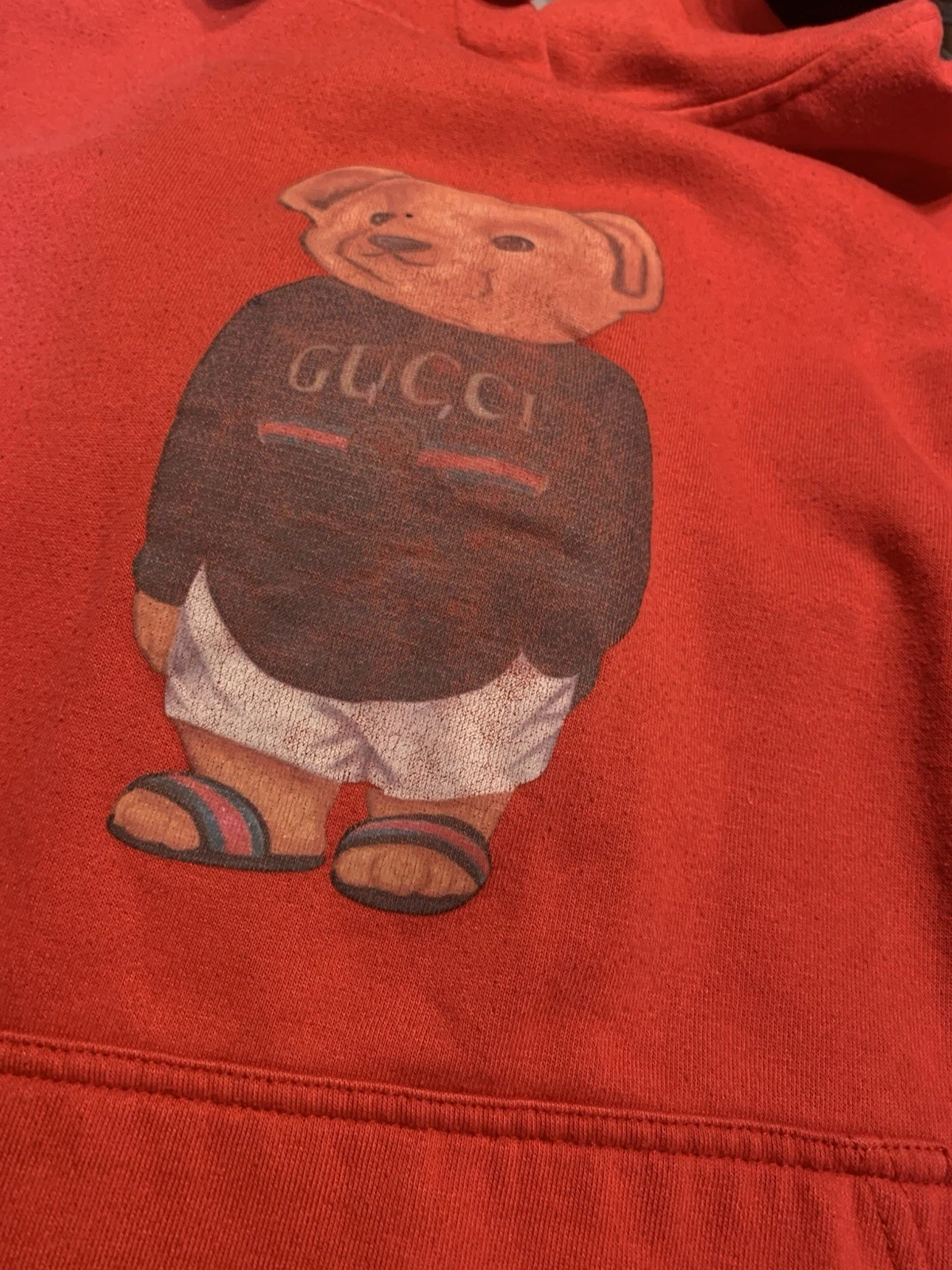 Felpa con cappuccio Gucci Bear by Clique rossa taglia media ottime condizioni