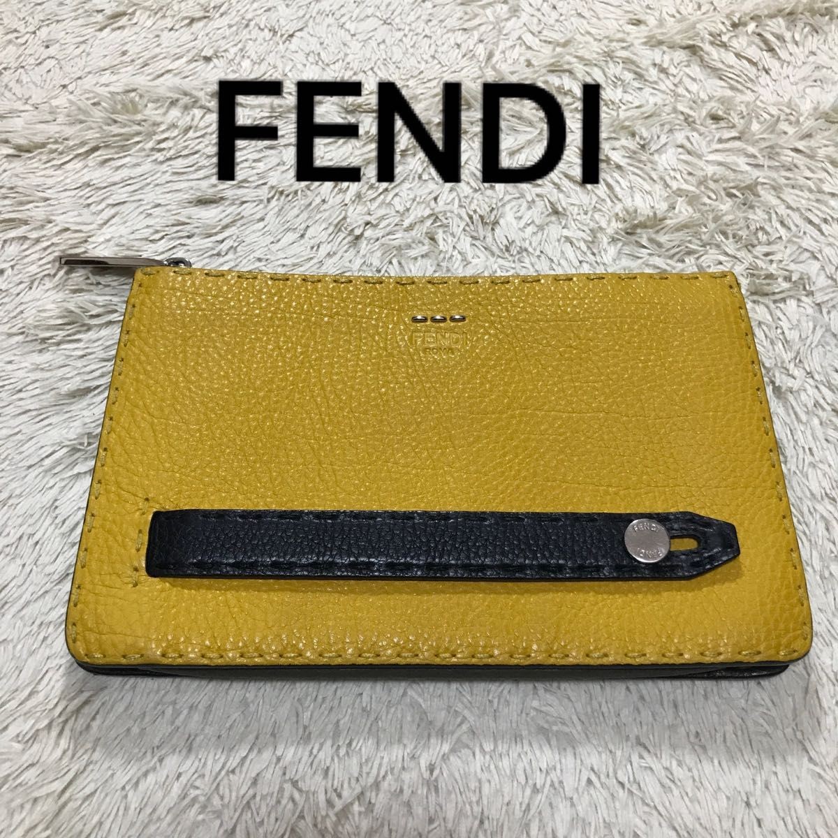 RARE FENDI Selleria Yellow Leather Clutch Bag Second Hand