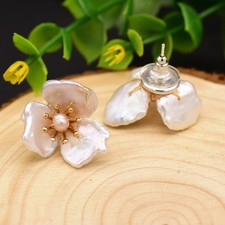 Girls Jewelry Pearls Flower Earrings Stud Christmas Birthday Gifts Party