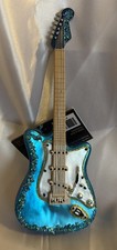NEW Robert Stanley Hand Blown Glass Shiny Teal Guitar Christmas Ornament 8  