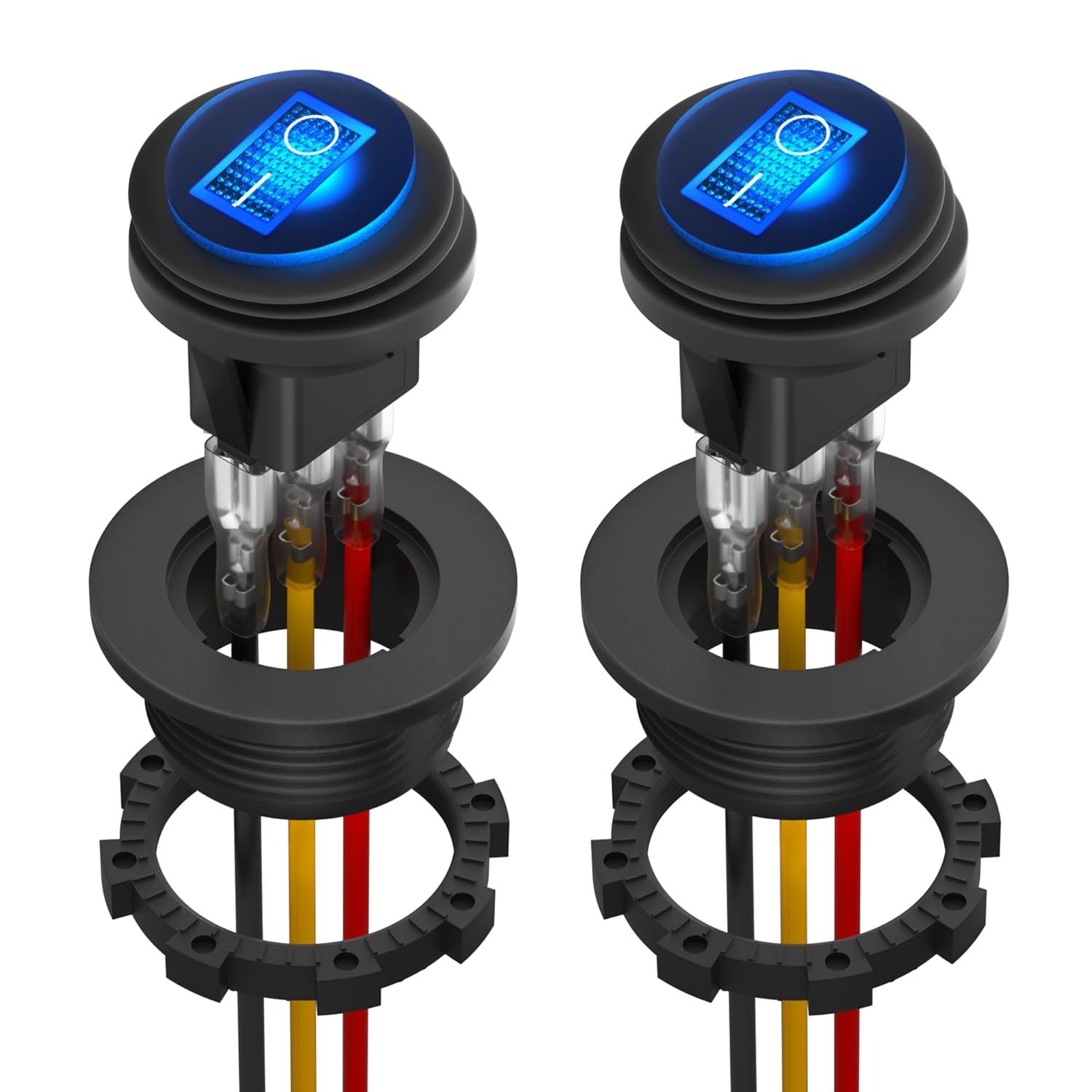 2PCS UL Listed Waterproof Blue LED Rocker Toggle Switch 12V SPST Marine RV