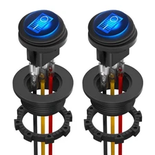 2PCS UL Listed Waterproof Blue LED Rocker Toggle Switch 12V SPST Marine RV