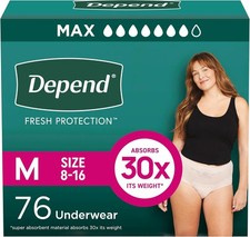 Depend Fresh Protection Women  s Incontinence Underwear -Medium 76 Ct