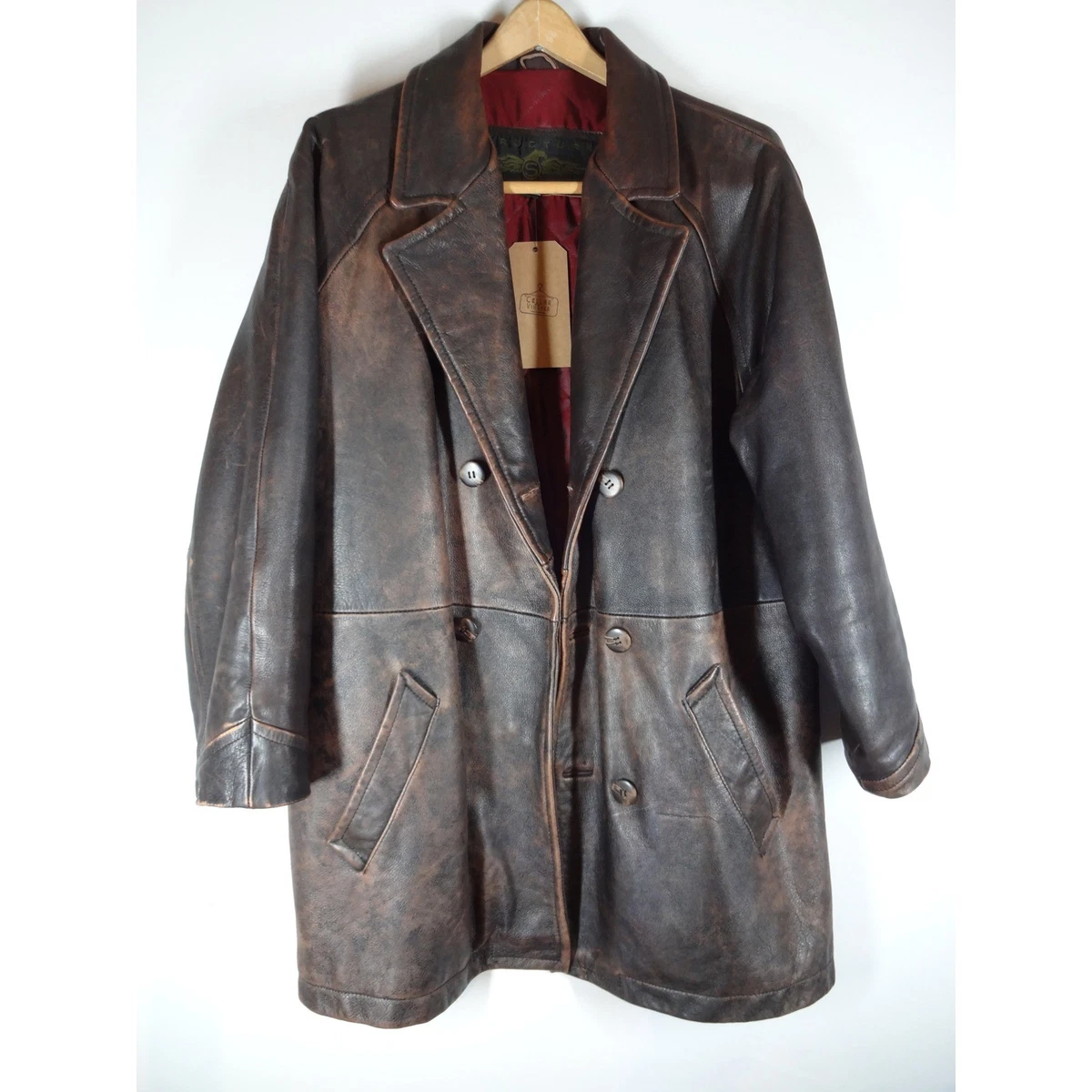 Brown Leather 1990s Vintage Outerwear Coats & Jackets for Men