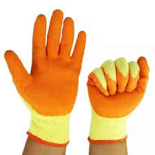 A406 12 Pair Orange Latex Coated Gloves Rubber Work Gloves for Builders Gardenin