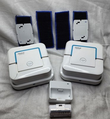 Lot Of 2 iRobot Braava Jet 240 Robot Mops w/ 3 Batteries, 1 Charger