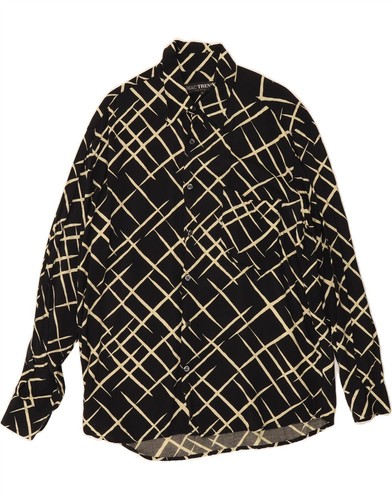 VINTAGE Herren Hemd Large Schwarz Geometrisch AG10