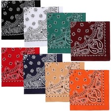 100 Soft Cotton Bandanas for Men and Women, 8 Pack Paisley Classic Colors