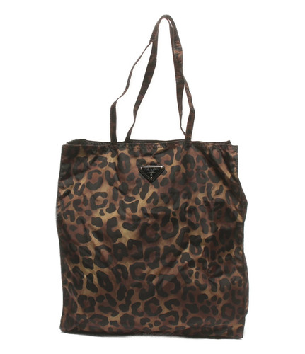 Prada leopard print eco tote bag Yellow Black