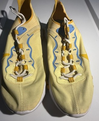 Nike React Element 55 Womens 10 Pale Yellow Gold Blue BQ2728-700 Running Shoes