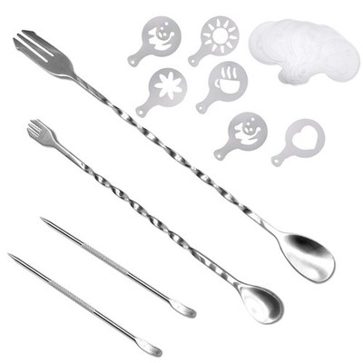 36 Pcs Coffee Art Maker Set Stencils Latte Pen Mixing Spoon Barista Tool Kit