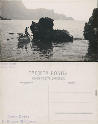 Pollença Costa Norte, Ruderboot-klettern auf Felsen 1927